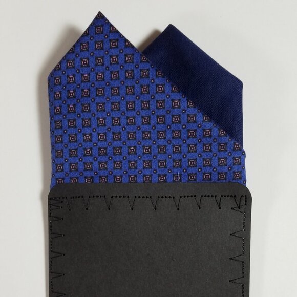 NEW - Contrasting Color 100% Cotton Pre-Folded Pocket Square Handkerchief Insert - Picture 3 of 10